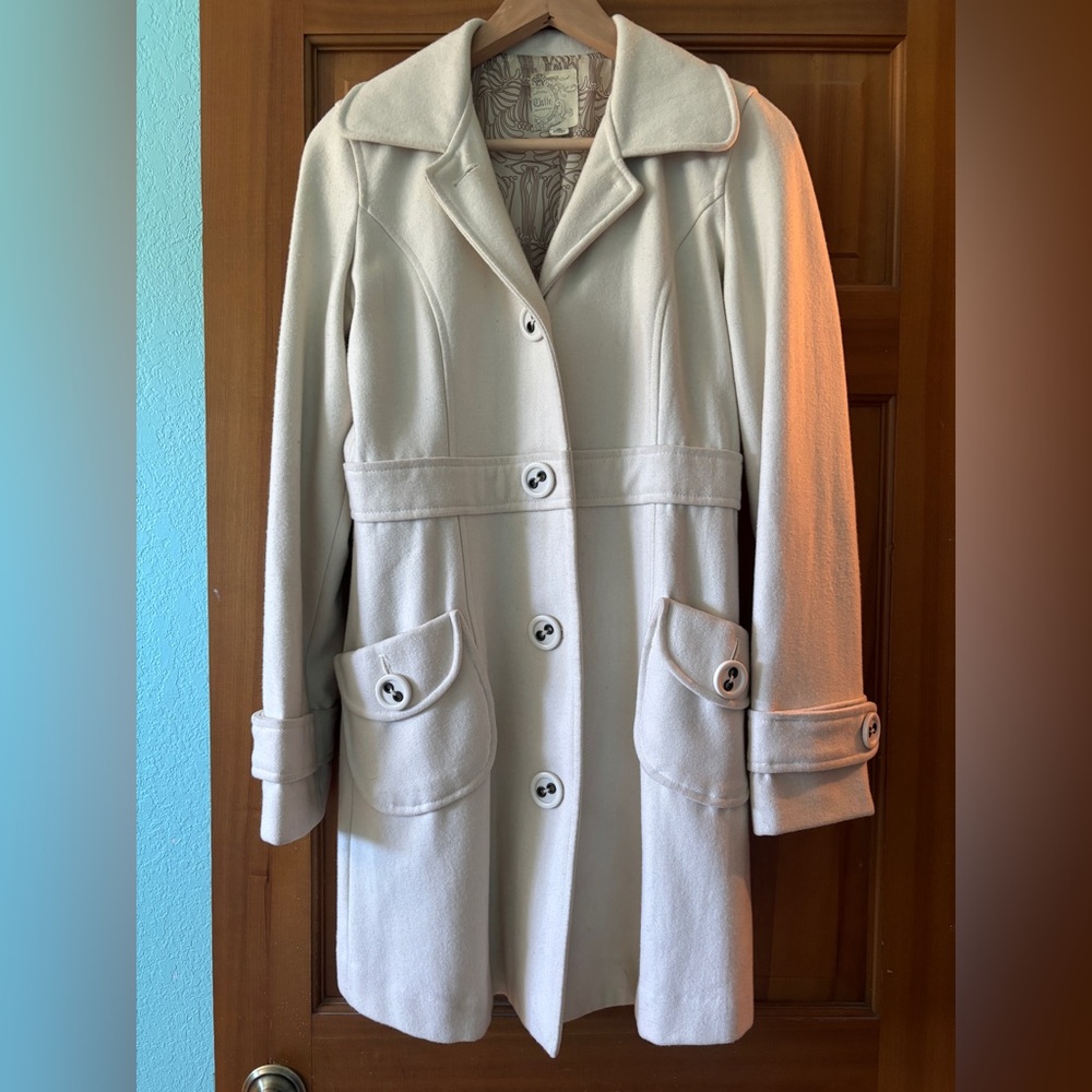 Nordstrom Cream Wool Blend Peacoat